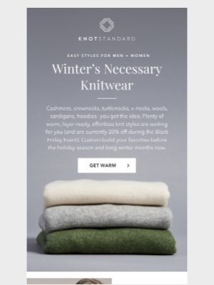 Knot Standard - Winter’s Necessary Knitwear 🧣 20% Off for Black Friday