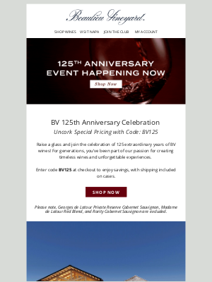 Beaulieu Vineyard - Celebrate with Us - Special Offer Inside