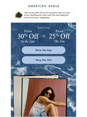 American Eagle Outfitters - ✨NEW✨IS✨HERE✨ Extra 30% off in the app OR extra 25% off the site