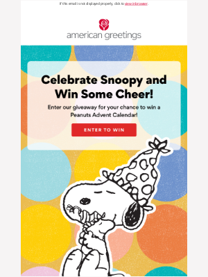 American Greetings - Snoopy’s birthday = your chance to win 🎉