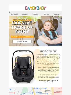 Bambi Baby Store - 🚨 Mark Your Calendars! Our Car Seat Trade Up Event Is Here!
