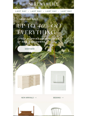 Serena & Lily - Just hours left: up to 40% off everything.