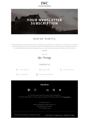 IWC Schaffhausen - Your newsletter subscription
