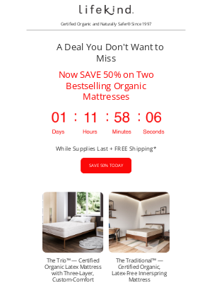lifekindorganicmattresses - SAVE 50% Today - Mattress SALE