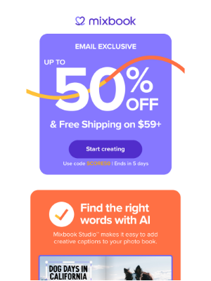 Mixbook - Just 5 Days Left to Save up to 50%