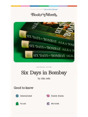 Book of the Month - Six days is a lifetime.