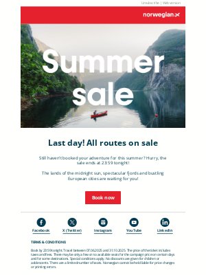 Norwegian Air Shuttle - ⌛ Last day of our summer sale!