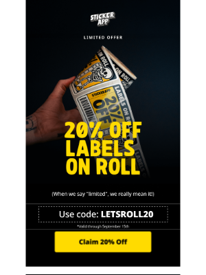 StickerApp - That 20% label deal? Still yours - for now