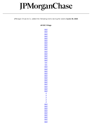 J.P. Morgan (United Kingdom) - Weekly Summary Alert for JPMorgan Chase & Co.