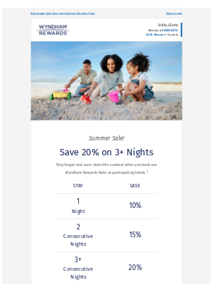 Wyndham Hotel Group - Sunny Summer Savings: Get 20% off 3+ Nights