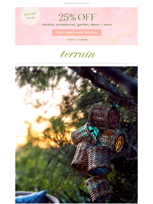 Terrain - Glowy lighting + 25% off SPRING FAVES!