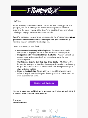 Fitment - Quick Note For You & Your Car With This Tariff News