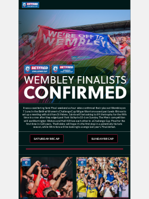 Super league (United Kingdom) - Wembley Finalists Confirmed 🏆