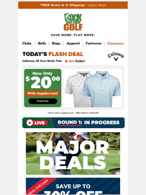 Rock Bottom Golf - 👟Save 25% INSTANTLY On Footwear w/ 🏆⛳ MAJOR SAVINGS For The US Open!