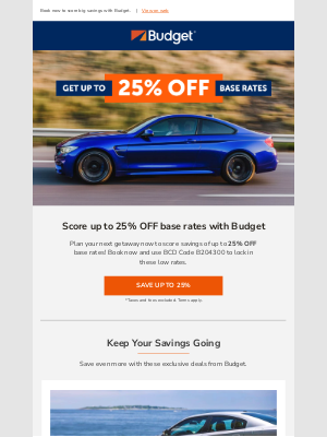 Budget - ⚡ EXCLUSIVE DEAL: Up to 25% Off your next rental
