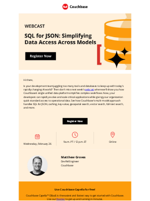 Couchbase - Next Week | SQL for JSON to simplify critical app development