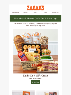 Zabar's - Send Father's Day Gifts Overnight - FREE SHIPPING!!!