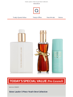 QVC (United Kingdom) - See Today's Special Value Pre-Launch: Estee Lauder 3 Piece Youth Dew Collection