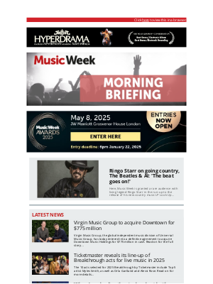 Music Week - Ringo Starr on going country, The Beatles & AI: 'The beat goes on!'