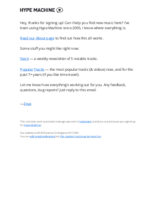 Hype Machine - Leave packaging feedback for Hype Machine