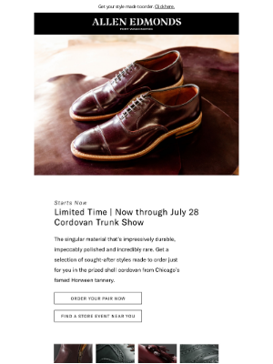 Allen Edmonds - Our Cordovan Trunk Show is live now
