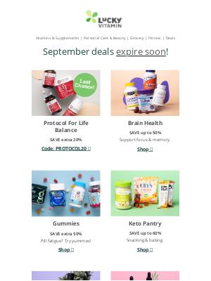 Lucky Vitamin - September 60% deals expiring soon!