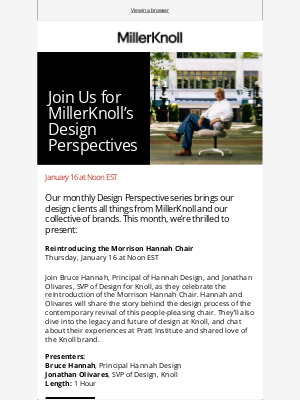 Herman Miller - Reminder: Join Us on January 16 for MillerKnoll’s Design Perspectives Series