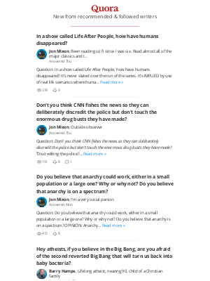 Quora - Updates from Jon Mixon, Barry Hampe, ...