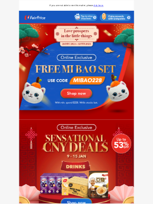 NTUC FairPrice (Singapore) - 🧧 Up to 53% OFF + FREE Mi Bao Set! 🐱