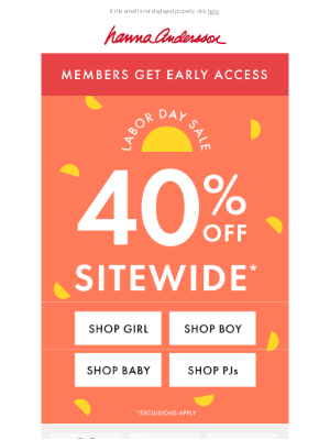 Hanna Andersson - Labor Day Sale Is ON | 40% Off 🙌