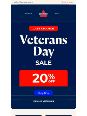 BISSELL - Veterans Day Deal: Get 20% off