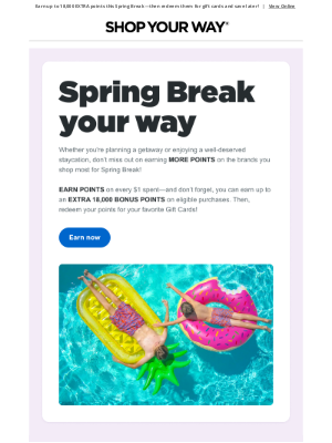 Sears - 🌊 Didn’t Catch This? Earn Bonus Points on Spring Break Shopping!