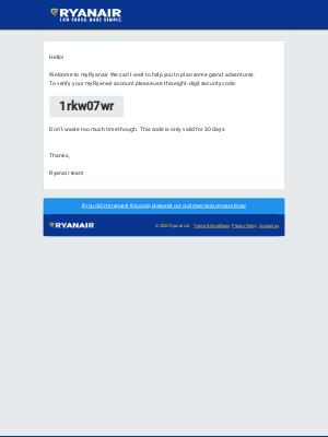 Ryanair - Activation Code