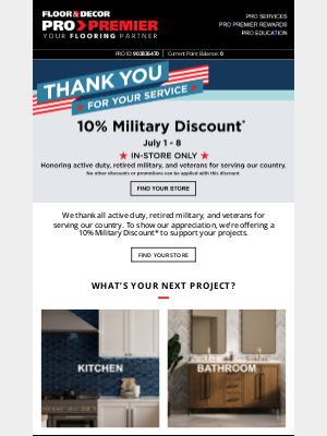 Floor and Decor Pro - Limited-Time 10% Military Discount
