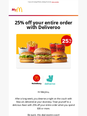 McDonalds Australia - Score 25% off with Deliveroo 🛵