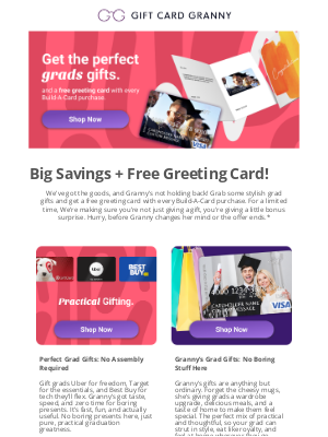 Gift Card Granny - 🎓 Last Chance for Grad Gifts with Cash Back + Free Card!