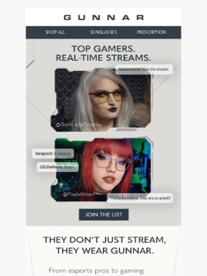GUNNAR Optiks - Get Alerts When Your Favorite Gamers Go LIVE