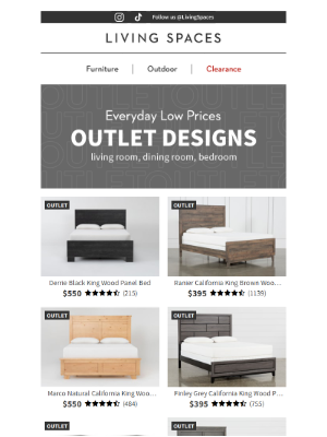 Living Spaces - OUTLET IN THE HOUSE: Deals You Can't Miss!