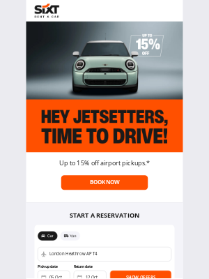 Sixt rent a car - Look at what’s just landed… up to 15% off!