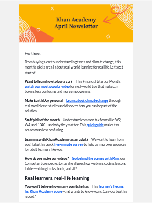Khan Academy - What do W2s, car loans, and Earth Day have in common? Khan Academy.