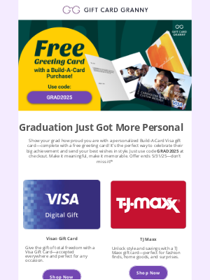 Gift Card Granny - 🎓 Free Greeting Card with Every Personalized Grad Gift