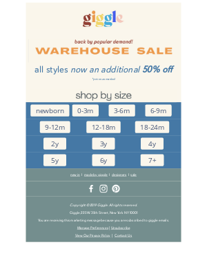 giggle - cue the💥  - the warehouse sale is back!