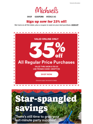 Hancock Fabrics - HALF OFF 4TH OF JULY! Grab your supplies before it’s too late.