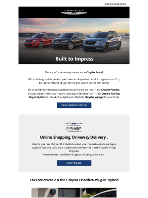 Chrysler - Here’s the Chrysler Brand lineup information you requested
