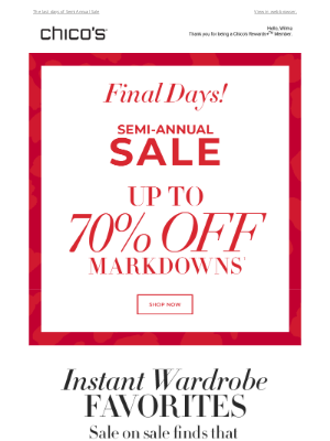 Chico's - DON'T MISS UP TO 70% OFF MARKDOWNS!