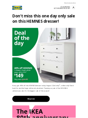 Discount email example from Ikea