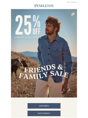 Pendleton Woolen Mills - Friends & Family Sale
