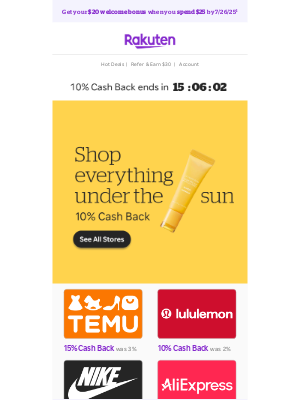 Rakuten - These deals are 🔥🔥🔥 10% Cash Back!