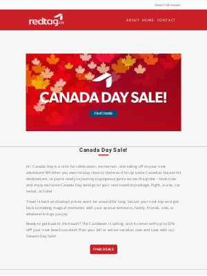 Red Tag Vacations (CA) - Our Canada Day Sale starts NOW!