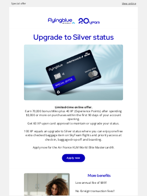 KLM - Upgrade to Silver status with the Air France KLM Mastercard® offer